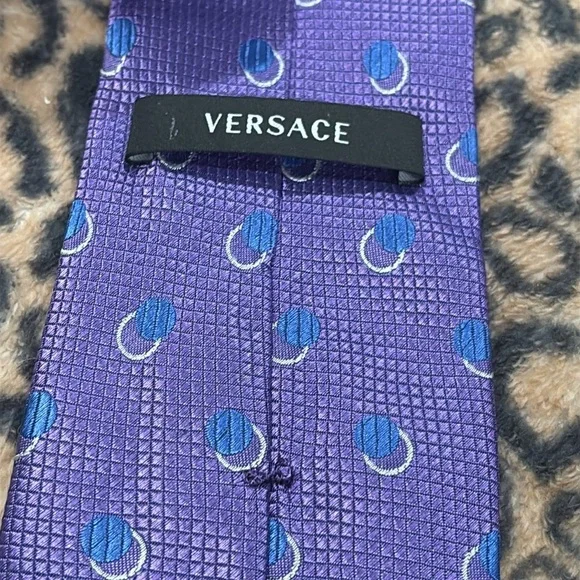 Versace Purple Patterned Silk Necktie Tie